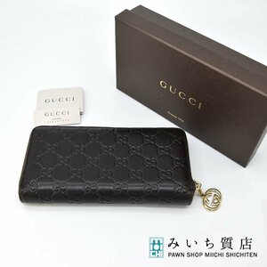 質屋 財布 GUCCI グッチ 307982 ラウンドファスナー ブラウン シマレザー みいち質店