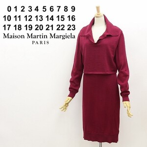 国内正規品◆Maison Martin Margiela マルタンマルジェラ レイヤード風 ウール ニット ワンピース ワインレッド M