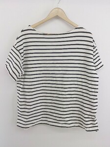 ◇ Simplicite ボーダー ボートネック 半袖 Tシャツ カットソー ホワイト系 ブラック レディース P