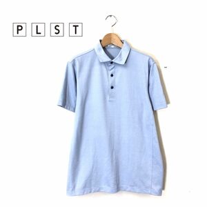 R1029-T-N◆PLST プラステ ポロシャツ 半袖 ステッチ 無地 ぷるお プルオーバー◆sizeL スカイブルー メンズ トップス コットン