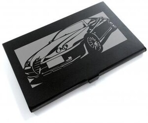 ブラックアルマイト「アルファロメオ(Alfa Romeo) GTV」切り絵デザインのカードケース[CC-104]