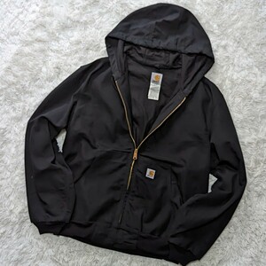 極美品!!!! Carhartt カーハート アクティブジャケット ダックパーカー ジップアップパーカー ワークジャケット USAモデル メンズ ブラック