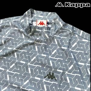 ◆H627新品【メンズXL(LL)】幾何学模様 グレー系【Kappa GOLF】カッパゴルフ 吸汗速乾 抗菌防臭 ストレッチ モックネック半袖シャツ　2