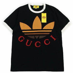 極美品●GUCCI グッチ adidas アディダス 23SS 727694 トレフォイルプリント クルーネック ショートスリーブ 半袖Ｔシャツ S 正規品