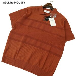 【新品 未使用】 AZUL by MOUSSY アズール マウジー 春夏 半袖 ジャガード ニット ポロシャツ Sz.M　メンズ　A4T07152_6#J