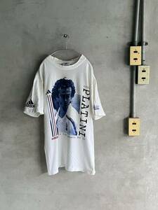 90s 90年代 adidas アディダス フランス ワールドカップ MICHEL PLATINI Tシャツ 古着 サッカー オフィシャル レア タグ スポーツ 半袖