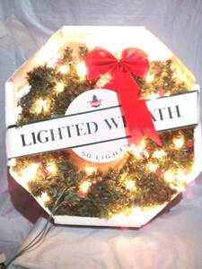 光るクリスマスリース 45cm 50球 点滅 レトロな麦球式 ムギ球 クリスマス 電飾 イルミネーション 飾り