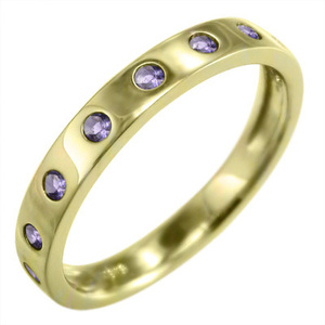 18kイエローゴールド 指輪 アメシスト(紫水晶) 2月誕生石 9ピース