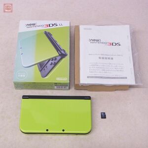 1円〜 動作品 new ニンテンドー3DS LL 本体 RED-001 ライム × ブラック LIME × BLACK 任天堂 Nintendo 箱説/4GBメモリーカード付【10