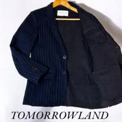 美品　TOMORROWLANDストライプアンコン2Bジャケット　ネイビー　48