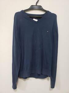 TOMMY HILFIGER トミーヒルフィガー ニット セーター スウェット USED 紺 XXL