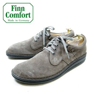 43表記　26.5cm相当　Finn Comfort　フィンコンフォート　バーサ　4ホール　レザーシューズ　レザー　グレー/24.12.18/P2033