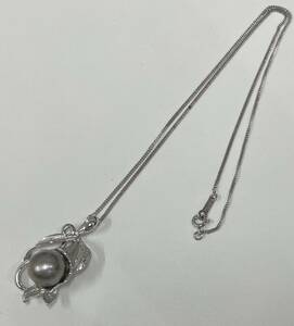 黒蝶真珠 パール ネックレス 大粒 真珠 SV SILVER 925 シルバー アクセサリー 保管品 注目99円スタート