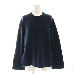 セオリー Theory 23AW Felted Mouline CN Side Slit PO ニット セーター 長袖 S 黒 紺 ブラック ネイビー /DF ■OS ■SH レディース