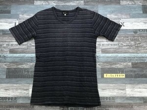 TK MIXPICE タケオキクチ メンズ Vネック ボーダー 半袖Tシャツ 2 紺