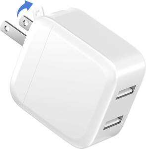 USB 充電器 ACアダプター 12W iPhone 充電器 2ポート 【PSE認証済み/折り畳み式】 スマホ コンセント 急速充電 軽量 コンパクト 海外対応