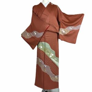 訪問着 美品 袷着物 着物 きもの フォーマル着物 リサイクル着物 kimono 中古 仕立て上がり 身丈158.5cm 裄丈64cm