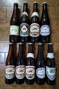 キリン 復刻ラガー ビール瓶 9本 & 広末涼子ラガー缶キーホルダー 1個 非売品 中古品