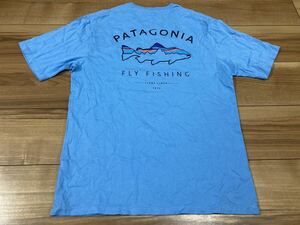 patagonia パタゴニア p6 トラウト　半袖Tシャツ オーガニックコットン　２０２１年製 ＬＡＧＢ　水色　ＸＳサイズ　美品