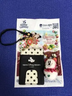 ディズニー　ミニー雪だるまストラップ＆ ミッキーチケットケース