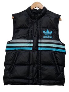 adidas◆ダウンベスト/M/ナイロン/BLK/無地