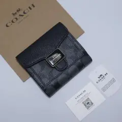 新品　COACH　コーチ　ペッパーウォレット グラファイトブラック　二つ折り財布