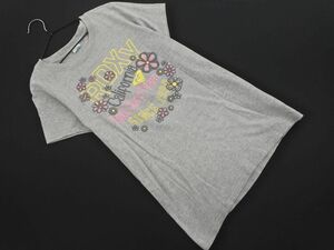 ネコポスOK ROXY ロキシー フロッキープリント Tシャツ グレー ■◆ ☆ eed0 レディース