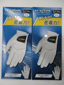 ■NEW XXIO !! ゼクシオ 高機能 全天候 ゴルフ メンズ 右手用 グローブ x 2枚【BK/24cm】《掌・甲：合成皮革》GGG-X020R