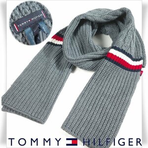 新品1円～★定価1.4万 TOMMY HILFIGER トミー ヒルフィガー ユニセックス ウール毛 ケーブルニットマフラー ロング ストール 本物◆6063◆