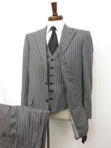 超美品【 ブリオーニ Brioni】BARBERINI 3ボタン段返り 3ピーススーツ (メンズ) size48C グレー系 ストライプ柄 イタリア製 ◯32RMS0482