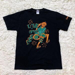 YT0293 100円スタート♪Printstar プリントスター LOVE and PIECE コットンTシャツ Mサイズ 半袖 コットン100% ブラック 記念Tシャツ 3-C