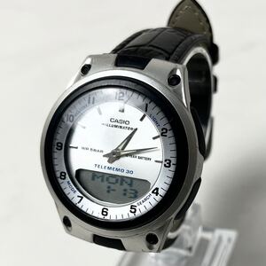 実働 CASIO AW-80 TELEMEMO30 WORLD TIME カシオ テレメモ 30 ワールドタイム デジアナ クォーツ メンズ 腕時計 ウォッチ シルバー 稼働品