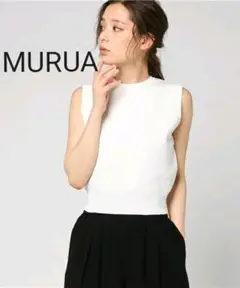 MURUA 定価4510円 ストレッチ ニット タンク ノースリーブ 白 無地