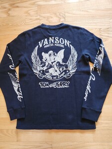 新作　送料込★vanson　バンソン TJV-2433 TOM andJERRY コラボ サーマル長袖Tシャツ　バイカー　ブラック　XL