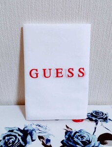 即決 新品 非売品 ノベルティ GUESS ゲス 鞄用 バッグ用 収納袋 保管袋 ホワイト 白 レッド 赤 大きな 巾着 