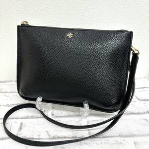 【A】TORY BURCH　トリーバーチ　ショルダーバッグ　レザー　ブラック　レディース　鞄　長さ調節可能　中古/現状品【1217】