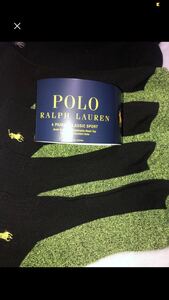 POLO ラルフローレン新品 3足セット アンクルソックス 25-27cm 黒 黄緑 RALPHLAUREN テニス スポーツ