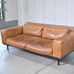 journal standard Furniture 32万「OSWALD SOFA/オズワルドソファ」本革 2人掛け HALO別注 レザー アクメ _アクタス クラッシュゲート