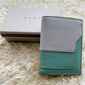 箱・保存袋付 MARNI マルニ 折り財布 バイカラー 二つ折り バイフォールドウォレット