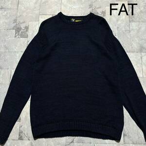 FAT エフエーティー ニット セーター 長袖 アメカジ ストリート スケーター サーフ ビッグシルエット ネイビー サイズFAT(XL) 玉FS1421