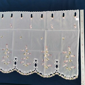 刺繍　花レースカーテン　60×150cm 3枚セット