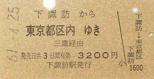 L452.中央本線　下諏訪から東京都区内ゆき　三鷹経由　61.4.25【8657】