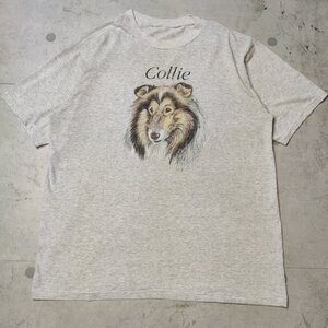 ◆1円スタート◆　90s Collie　コリー　犬　イラスト　プリント　ヴィンテージTシャツ シングルステッチ