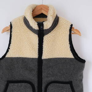 【 EEL 】イール Bear Vest ウール フリースボア ベアベスト / ナチラル グレー / S / リバーシブル 日本製