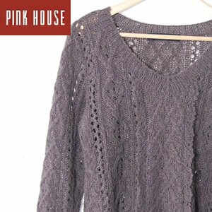 ピンクハウスPINK HOUSE■モヘア混 ニットセーター キャンディースリーブ リボン フリル P0176KAL08■グレー系 ※KH4529008