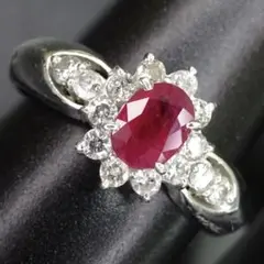 pt900 プラチナ ルビー0.5ct ダイヤ0.3ct リング 指輪 約12号