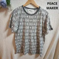 【オシャレ☆PEACE MAKER】グレー　柄物　半袖Tシャツ