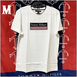 STRIPED WOVEN LAVEL TEE ホワイト Mサイズ TOMMY HILFIGER #ngTOMMY