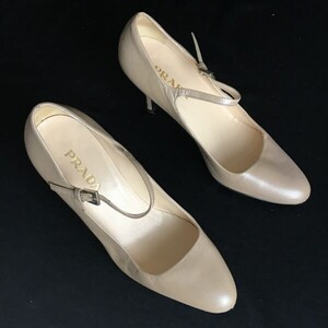 イタリア製☆プラダ/PRADA☆ハイヒール/ストラップパンプス【35/22.5/ベージュ系/BEIGE】Shoes/pumps○bQ-233