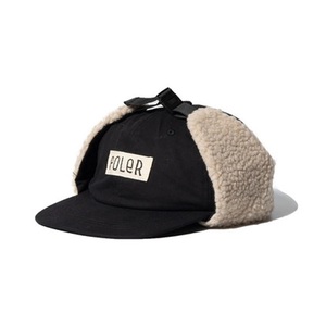 ☆sale/新品/正規品/特価 POLER FURRY FONT CANVAS FLAP CAP | Color：BLACK | Size：FREE | ポーラー/フライト フラップ キャップ